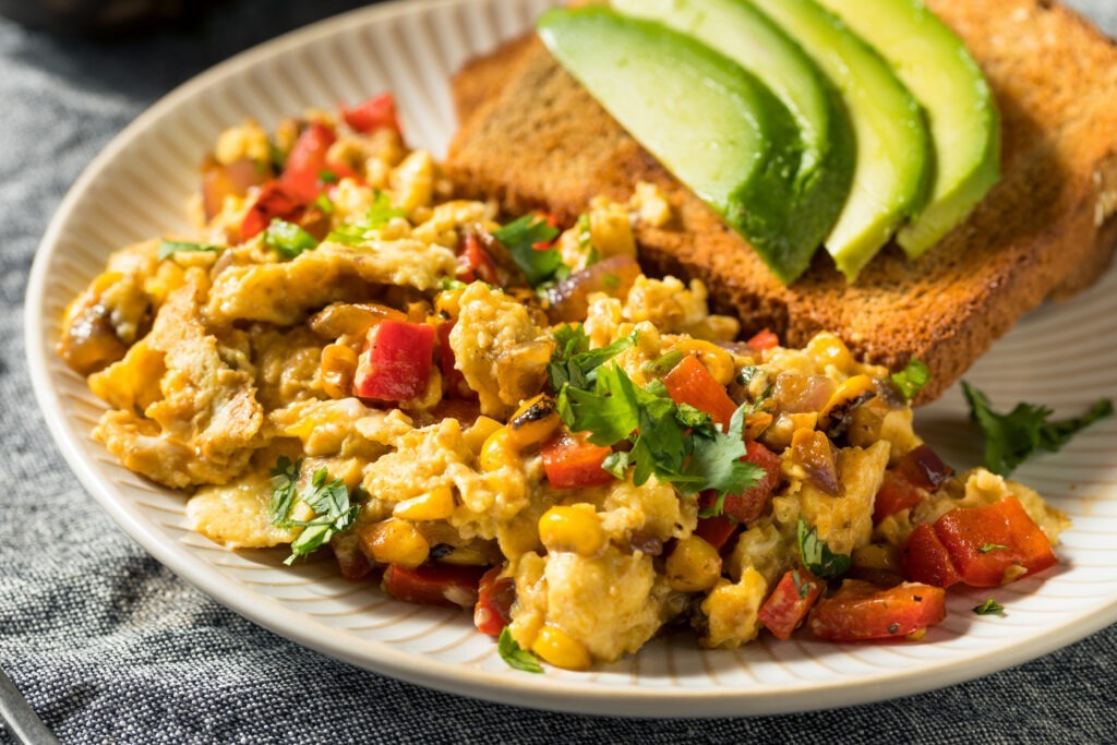 Homemade Organic Southwestern Egg Scramble with Toast